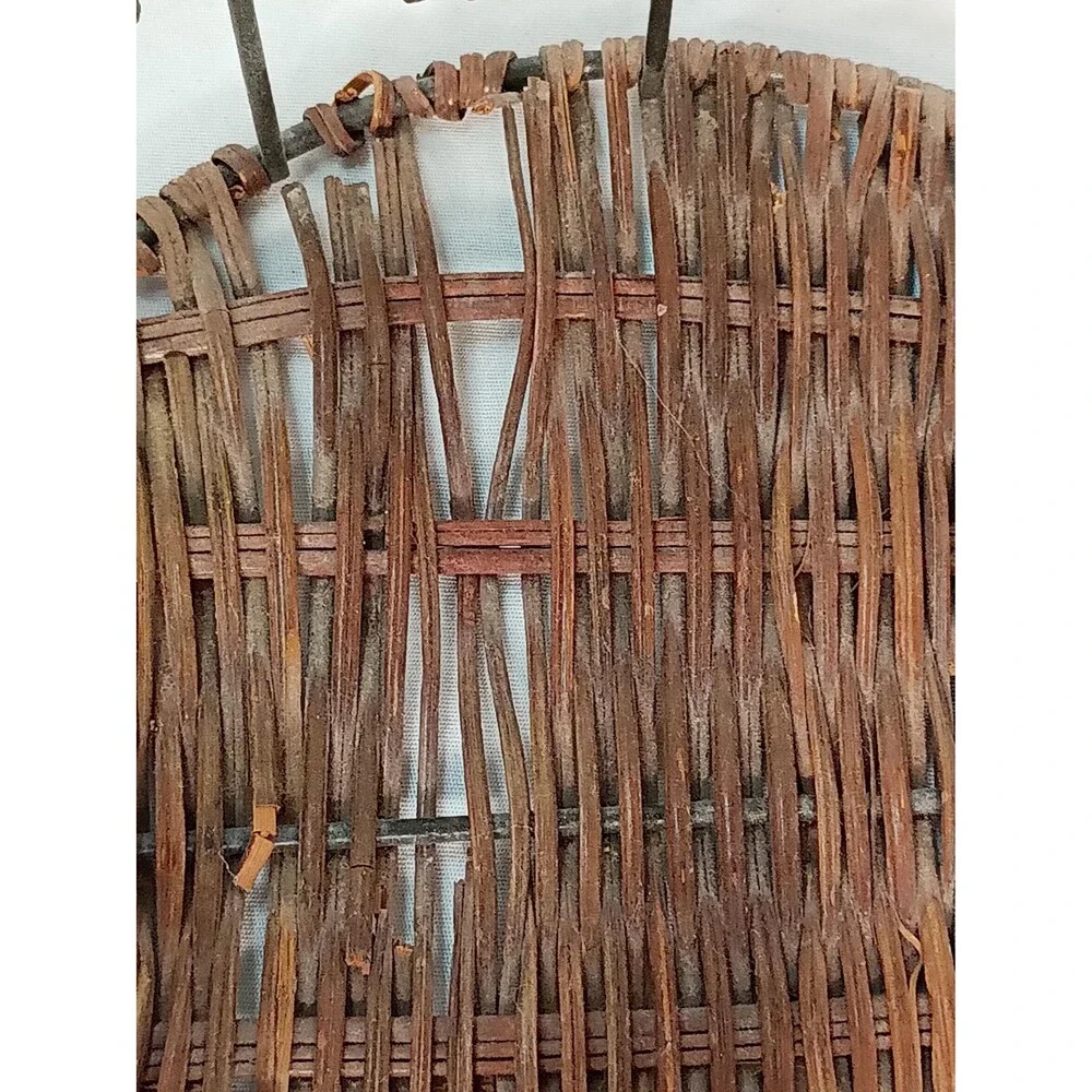 Vintage Metal Basket with Leaves - Broken Bottom